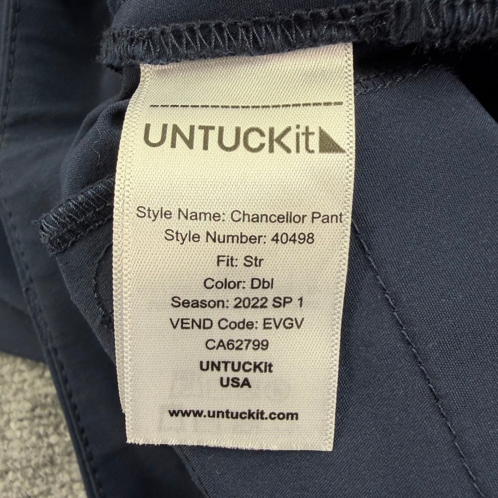 UNTUCKit‎ Pants Mens 30x32 (Fits 31x27) Navy Chancellor Straight Fit Polyester - Picture 3 of 14